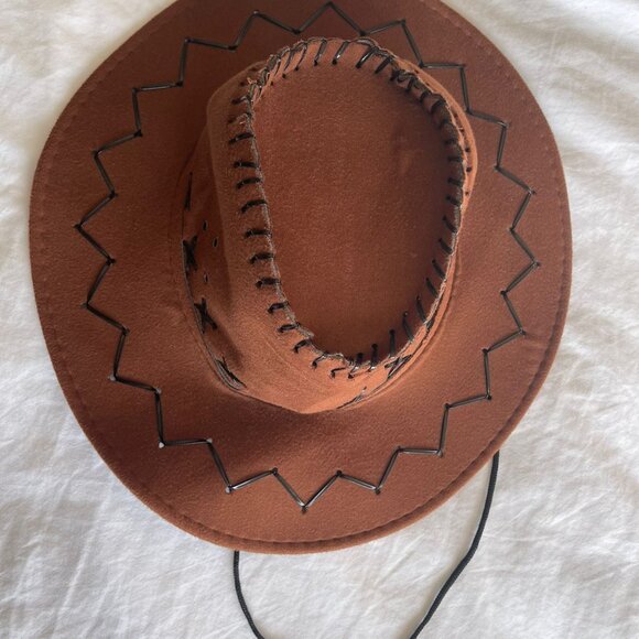 Bundle It!Suede Fabric Cowboy Hat Retro Rancher Hat Wide Brim Hat Sun Protection - Picture 4 of 6